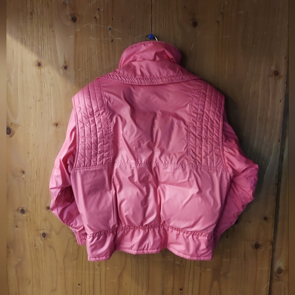 1st Down Vintage Coral Pink Nylon Duck Down Blend Full Zip Jacket - Picture 2 of 16
